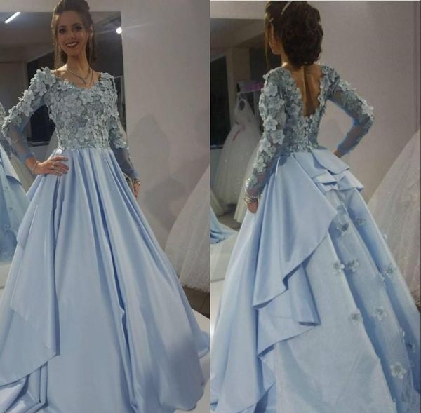 party dresses stunning baby blue evening vintage puffy 3d floral appliques long sleeve prom dress low back arabic gowns 2021, White;black
party dresses stunning baby blue evening vintage puffy 3d floral appliques long sleeve prom dress low back arabic gowns 2021, White;black