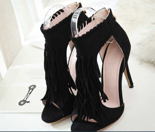 fashion women fringe sandals high heel summer ladies shoes thin heels t-strap peep toe retro dress sandalias de mujer, Black
fashion women fringe sandals high heel summer ladies shoes thin heels t-strap peep toe retro dress sandalias de mujer, Black