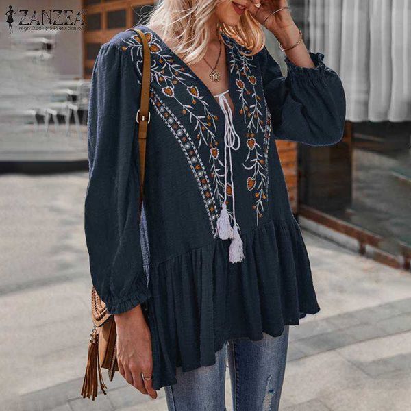 women's blouses & shirts blouses fashion floral embroidery casual long sleeve blsuas female v neck peplum oversized ubif, White
women's blouses & shirts blouses fashion floral embroidery casual long sleeve blsuas female v neck peplum oversized ubif, White