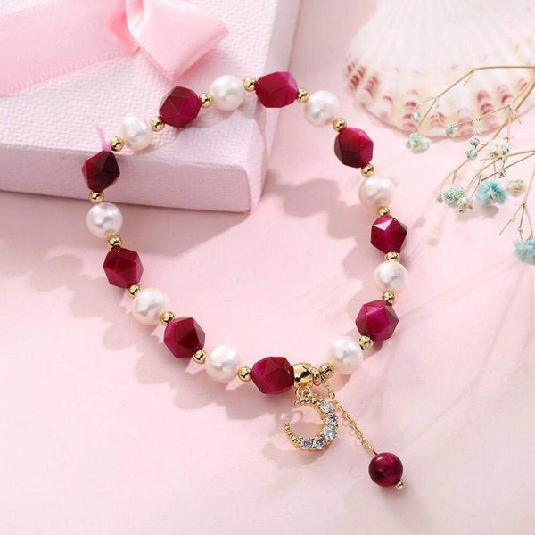 beaded, strands special-shaped freshwater pearl bracelet temperament fashion rose red tiger eye gold zircon moon, Black
beaded, strands special-shaped freshwater pearl bracelet temperament fashion rose red tiger eye gold zircon moon, Black