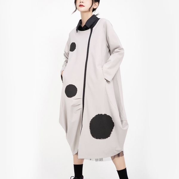 vintage 2021 poka dot women bathrobe femme dress plus irregular bohemian size dressed in spring, Black;gray
vintage 2021 poka dot women bathrobe femme dress plus irregular bohemian size dressed in spring, Black;gray