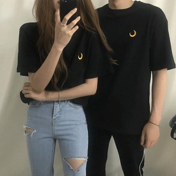 women's t-shirt embroidered moon female summer fashion 2021 round neck student clothes bottoming shirt, White
women's t-shirt embroidered moon female summer fashion 2021 round neck student clothes bottoming shirt, White