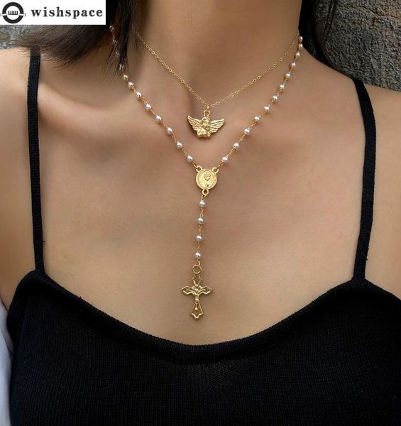 the star with small angel cross pendant multilayer temperament tassel necklaces jewelry wholesale chains, Silver
the star with small angel cross pendant multilayer temperament tassel necklaces jewelry wholesale chains, Silver