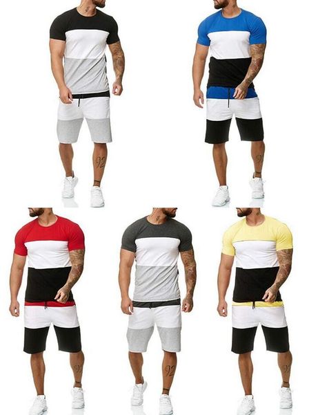 european american men's tracksuits short sleeve shorts suit outdoor sports and leisure hit color 2-piece set, Gray
european american men's tracksuits short sleeve shorts suit outdoor sports and leisure hit color 2-piece set, Gray