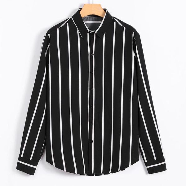 men's casual shirts mens striped printed long sleeve loose lapel comfortable handsome office blouse chemise homme, White;black
men's casual shirts mens striped printed long sleeve loose lapel comfortable handsome office blouse chemise homme, White;black