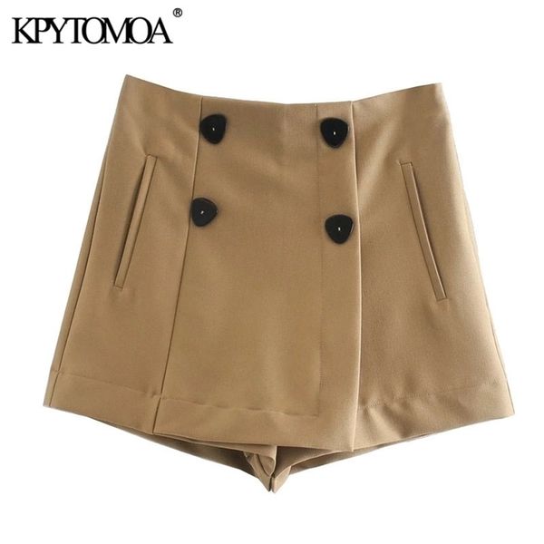 women chic fashion with double buttons shorts skirts vintage high waist side zipper female skort mujer 210421, White;black
women chic fashion with double buttons shorts skirts vintage high waist side zipper female skort mujer 210421, White;black