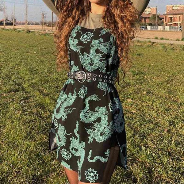 retro dragon print women dress oversized design clothes summer party halter black club outfits, Black;gray
retro dragon print women dress oversized design clothes summer party halter black club outfits, Black;gray