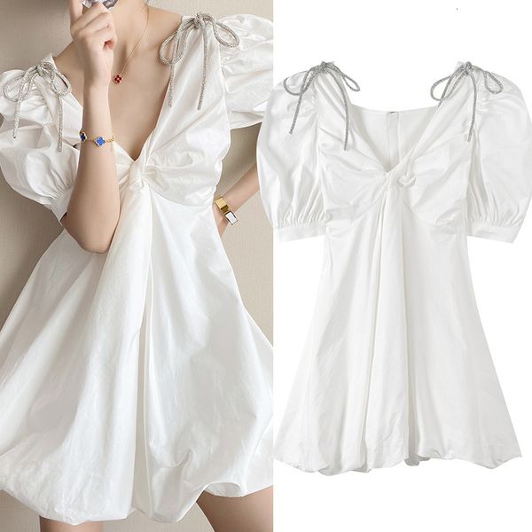 casual dresses summer women white sweet diamond bow v-neck puff sleeve luxury design bud mini brand clothes 2xxg, Black;gray
casual dresses summer women white sweet diamond bow v-neck puff sleeve luxury design bud mini brand clothes 2xxg, Black;gray