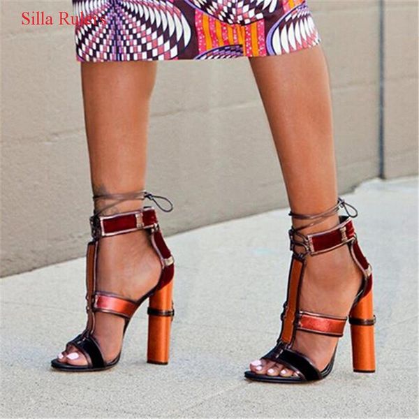 denim leather patchwork women sandals multicolor t-strap cage gladiator high heels pump shoes woman sandalias, Black
denim leather patchwork women sandals multicolor t-strap cage gladiator high heels pump shoes woman sandalias, Black