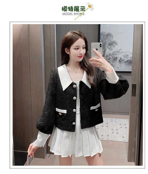 2021 korean autumn winter fashion women lantern long sleeve tweed wool coat elegant ladies vintage casual jacket outerwear, Black;brown
2021 korean autumn winter fashion women lantern long sleeve tweed wool coat elegant ladies vintage casual jacket outerwear, Black;brown