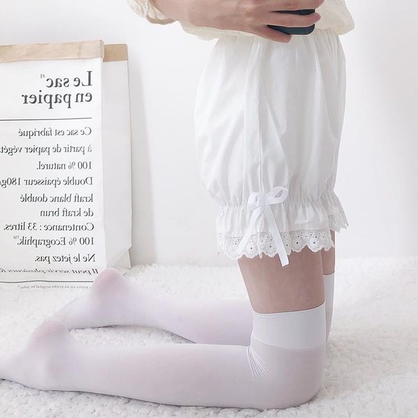 women's shorts white cotton loilita bloomers lace trim heart shape pocket bow ribbon women maid outfit anime, White;black
women's shorts white cotton loilita bloomers lace trim heart shape pocket bow ribbon women maid outfit anime, White;black
