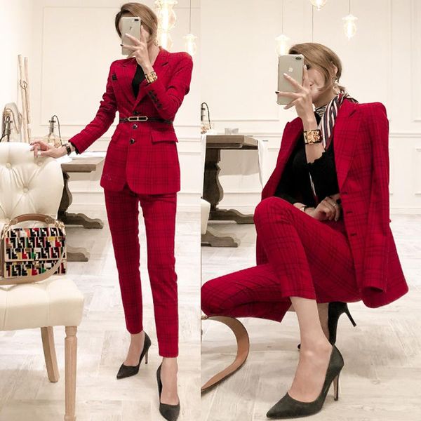 women's suits & blazers suit jacket fashion plaid trousers two-piece female 2021 autumn and winter korean temperament casual slim, White;black
women's suits & blazers suit jacket fashion plaid trousers two-piece female 2021 autumn and winter korean temperament casual slim, White;black