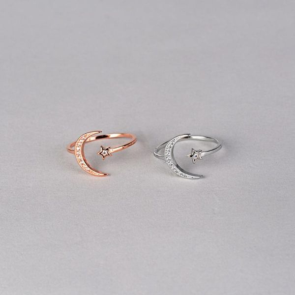 cluster rings vintage 925 sterling silver moon and star ring rose gold color inlaid zircon open adjustable size women trendy jewelry, Golden;silver
cluster rings vintage 925 sterling silver moon and star ring rose gold color inlaid zircon open adjustable size women trendy jewelry, Golden;silver