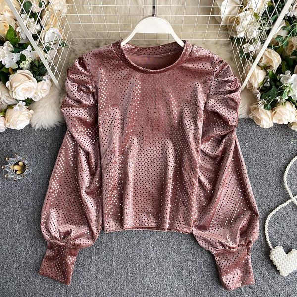 women's blouses & shirts autumn winter korean retro o neck wave point bubble long sleeve velvet pullovers women fashion streetwear 6wp, White
women's blouses & shirts autumn winter korean retro o neck wave point bubble long sleeve velvet pullovers women fashion streetwear 6wp, White