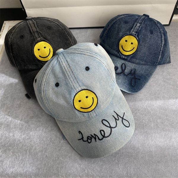 early spring new cute smile printed cap simple youth versatile wash cowboy baseball cap girl zy, Blue;gray
early spring new cute smile printed cap simple youth versatile wash cowboy baseball cap girl zy, Blue;gray
