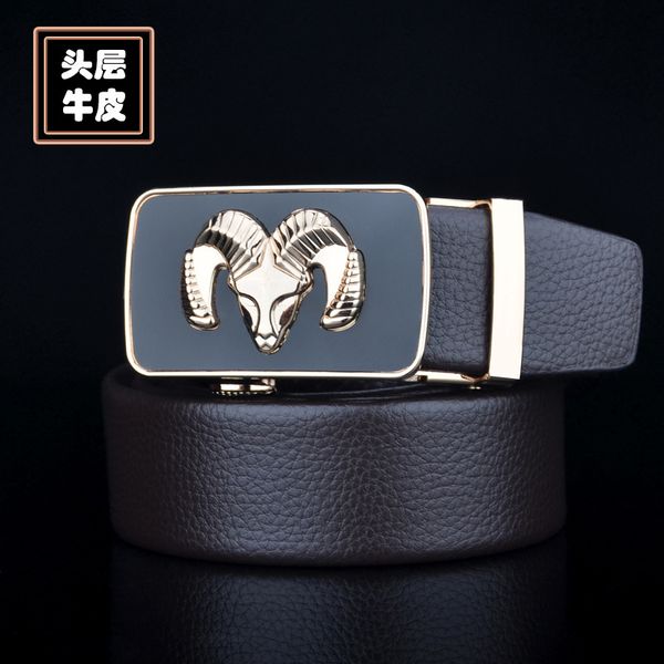 new style sheep's head automatic buckle men's sheep horn business beauty leather belt, Black;brown
new style sheep's head automatic buckle men's sheep horn business beauty leather belt, Black;brown