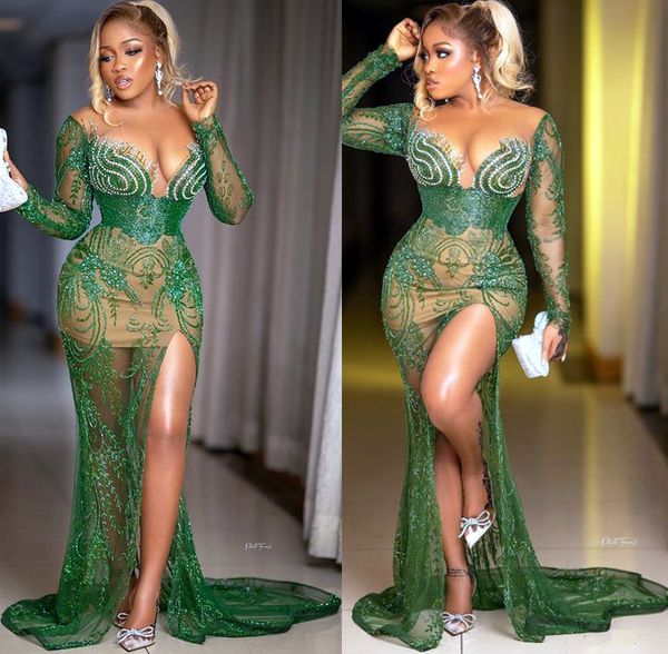 2021 plus size arabic aso ebi green luxurious mermaid prom dresses lace beaded sheer neck evening formal second reception gowns dress zj335, Black
2021 plus size arabic aso ebi green luxurious mermaid prom dresses lace beaded sheer neck evening formal second reception gowns dress zj335, Black
