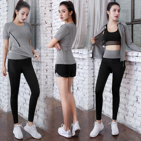 two piece dress lady suit female vertical collar zipper cardigan breathable gym five-piece wear, White
two piece dress lady suit female vertical collar zipper cardigan breathable gym five-piece wear, White