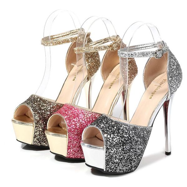 14cm stiletto super high heel sandals female fashion word buckle sequined rhinestone nightclub waterproof platform slippers, Black
14cm stiletto super high heel sandals female fashion word buckle sequined rhinestone nightclub waterproof platform slippers, Black