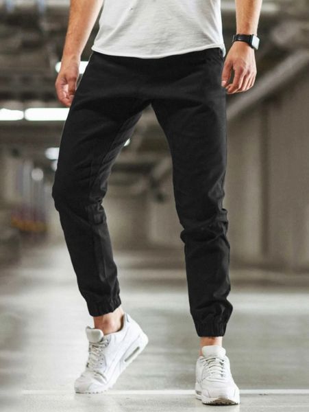 men solid carrot pants u6am#, Black
men solid carrot pants u6am#, Black