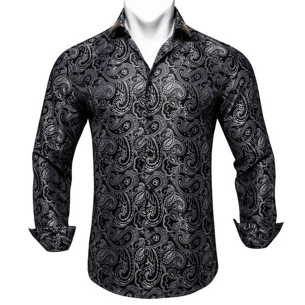 men's casual shirts turn-down classic black long sleeve man blouse fashion print business social shirt with collar pin, White;black
men's casual shirts turn-down classic black long sleeve man blouse fashion print business social shirt with collar pin, White;black