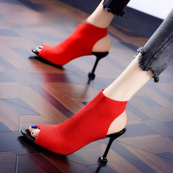 knitted elastic mesh peep toe high heel sandals women summer shoes woman europe thin heels slip-on open female, Black
knitted elastic mesh peep toe high heel sandals women summer shoes woman europe thin heels slip-on open female, Black