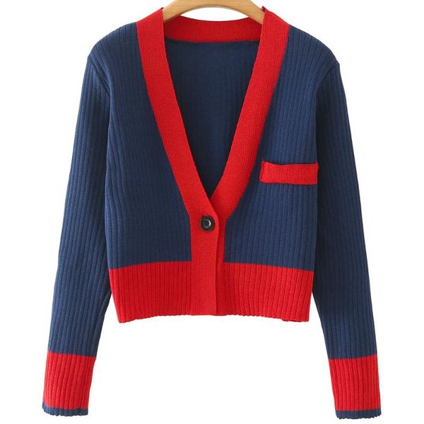 women's knits & tees 2021 spring autumn women vintage short knitted red patchwork sweater lady chic single button v neck pocket thin ca, White
women's knits & tees 2021 spring autumn women vintage short knitted red patchwork sweater lady chic single button v neck pocket thin ca, White