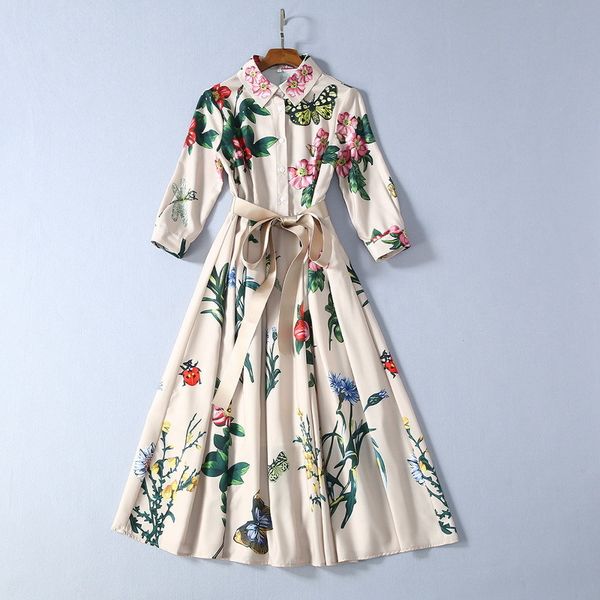 dresses spring for european and american women's wear floral print three-quarter sleeve lapel fashion temperamental dress ztl8, Black;gray
dresses spring for european and american women's wear floral print three-quarter sleeve lapel fashion temperamental dress ztl8, Black;gray