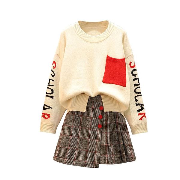 two piece dress bigger sizes -4xl women's winter pullover sweater grid pleated skirt pcs leisure suit outfit knitwear top, White
two piece dress bigger sizes -4xl women's winter pullover sweater grid pleated skirt pcs leisure suit outfit knitwear top, White