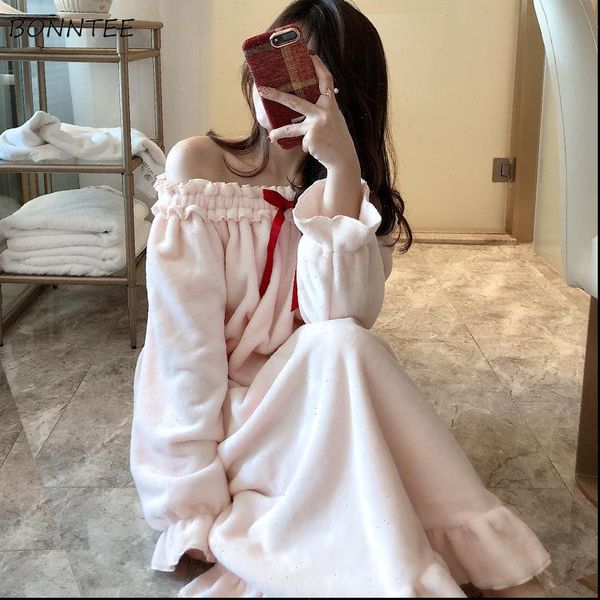 nightgowns winter coral fleece warm womens sleepwears solid princess bow korean loose long style sleepshirts comfortable elegant, Black;red
nightgowns winter coral fleece warm womens sleepwears solid princess bow korean loose long style sleepshirts comfortable elegant, Black;red