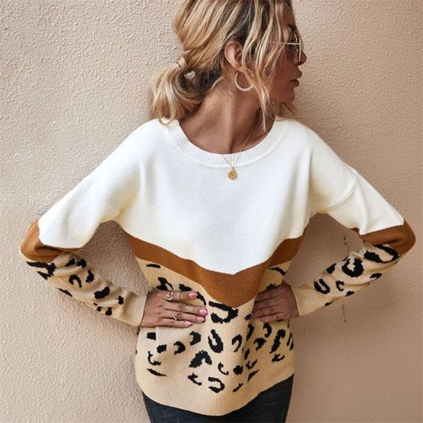 fashion leopard women sweater autumn winter ladies o-neck full sleeve casual jumper knitted female oversize pullovers 210929, White;black
fashion leopard women sweater autumn winter ladies o-neck full sleeve casual jumper knitted female oversize pullovers 210929, White;black