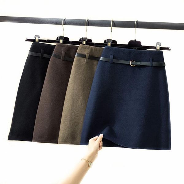 casual knitted half-length skirt women's autumn winter style high waist slim woolen package hip with belt skirts, Black
casual knitted half-length skirt women's autumn winter style high waist slim woolen package hip with belt skirts, Black