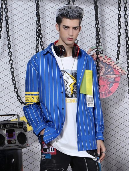 men striped letter graphic patched detail shirt o3tj#, White;black 
men striped letter graphic patched detail shirt o3tj#, White;black