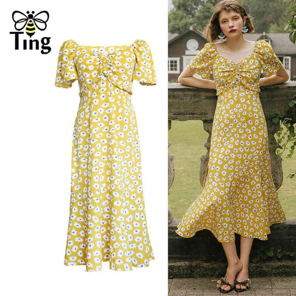 france vintage yellow flower floral summer casual dress street boho ruched drawstring midi long vistidos za 210513, Black;gray
france vintage yellow flower floral summer casual dress street boho ruched drawstring midi long vistidos za 210513, Black;gray