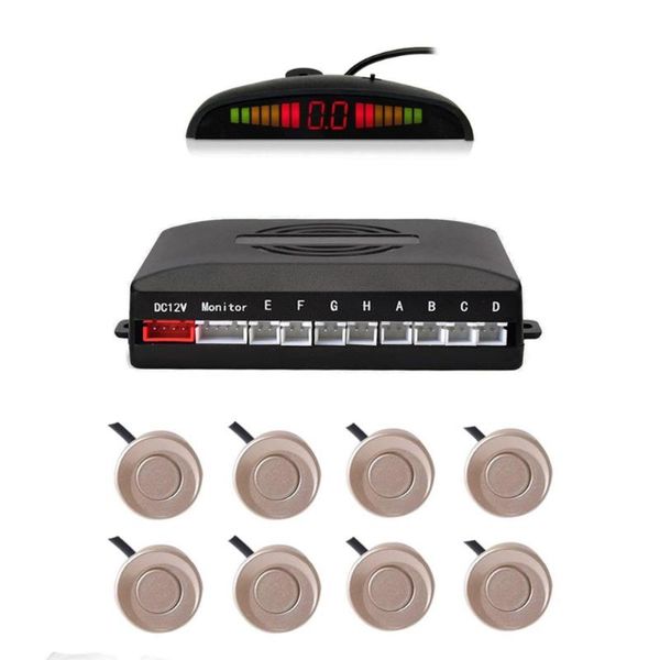 car rear view cameras& parking sensors reverse radar system with 8 distance detection + led display sound warning (champagne)
car rear view cameras& parking sensors reverse radar system with 8 distance detection + led display sound warning (champagne)