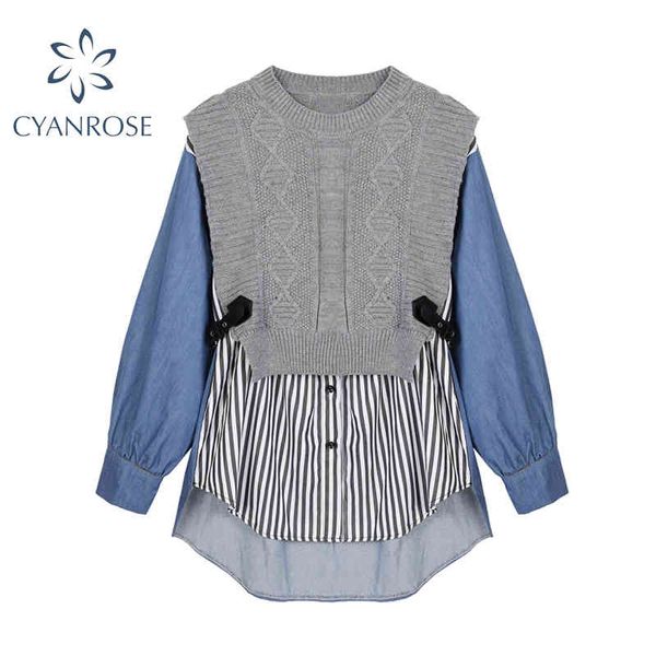woman blouses spring autumn fashion vintage design patchwork fake two piece long sleeve loose women shirts blusas 210417, White
woman blouses spring autumn fashion vintage design patchwork fake two piece long sleeve loose women shirts blusas 210417, White
