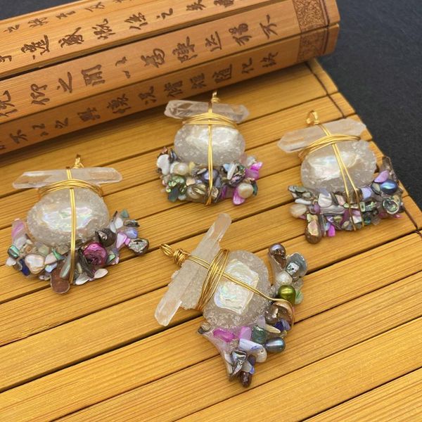 charms natural pearl pendant white transparent crystal multicolor bead irregular shaped metal wire winding handmade charm jewelry, Bronze;silver
charms natural pearl pendant white transparent crystal multicolor bead irregular shaped metal wire winding handmade charm jewelry, Bronze;silver