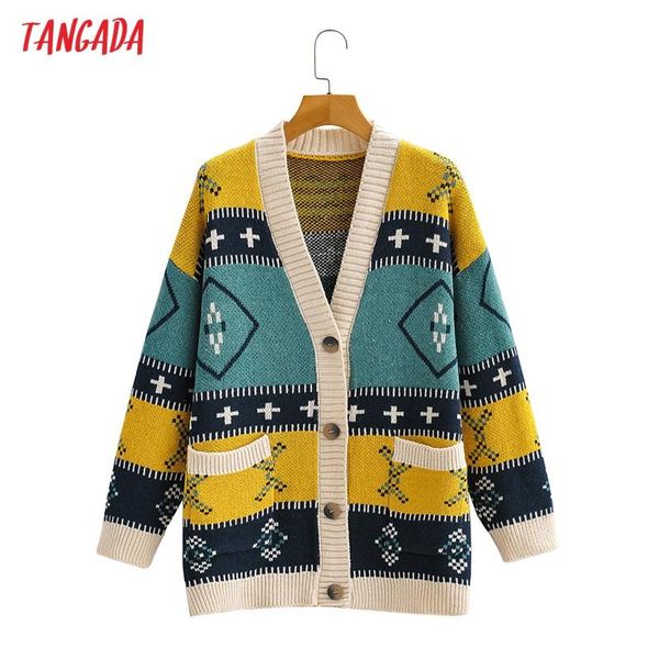 women's knits & tees tangada women elegant geometry cardigan vintage jumper lady fashion oversized knitted coat 1f266, White
women's knits & tees tangada women elegant geometry cardigan vintage jumper lady fashion oversized knitted coat 1f266, White