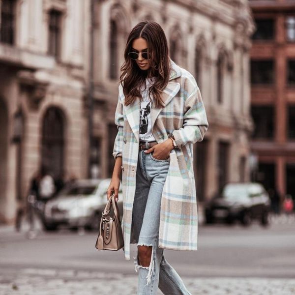 women's wool & blends woolen coat long-sleeved mid-length lapel single-breasted 2021 autumn and winter fashion temperament plaid clothi, Black
women's wool & blends woolen coat long-sleeved mid-length lapel single-breasted 2021 autumn and winter fashion temperament plaid clothi, Black