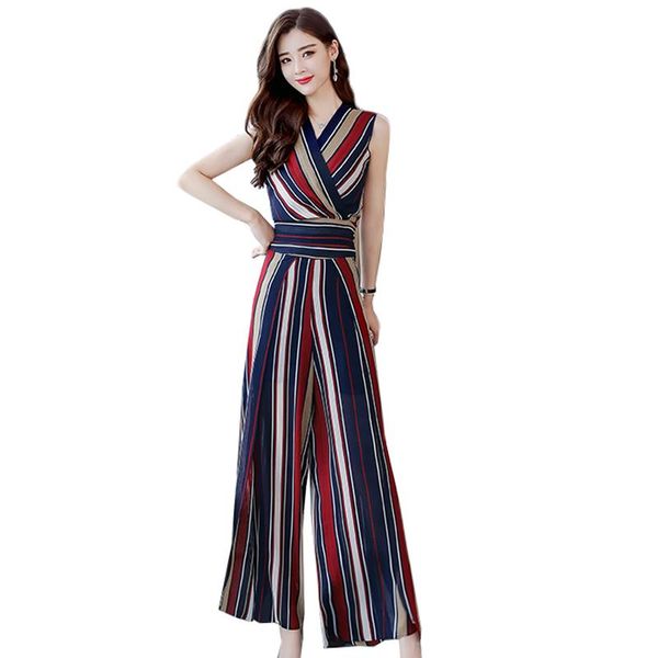 two piece dress women summer sleeveless long pants set 2021 fashion striped chiffon blouse wide leg two-piece elegant suit, White
two piece dress women summer sleeveless long pants set 2021 fashion striped chiffon blouse wide leg two-piece elegant suit, White