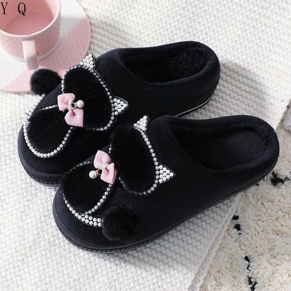 women's winter slippers cute cartoon cat women warm plush woman slip on flat female soft shoes ladies comfortale house shoe, Black
women's winter slippers cute cartoon cat women warm plush woman slip on flat female soft shoes ladies comfortale house shoe, Black