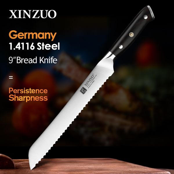 xinzuo german 1.4116 stainess stee 9 bread knife 58hrc serrated design cutter too for cutting bread cheese cake gift box
xinzuo german 1.4116 stainess stee 9 bread knife 58hrc serrated design cutter too for cutting bread cheese cake gift box