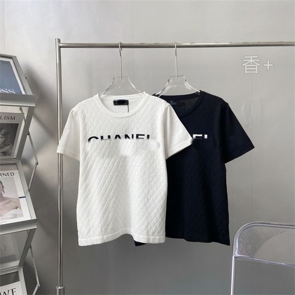 21 summer new fragrance letters jacquard round neck women's t-shirt temperament commuter short sleeve top, White;black
21 summer new fragrance letters jacquard round neck women's t-shirt temperament commuter short sleeve top, White;black