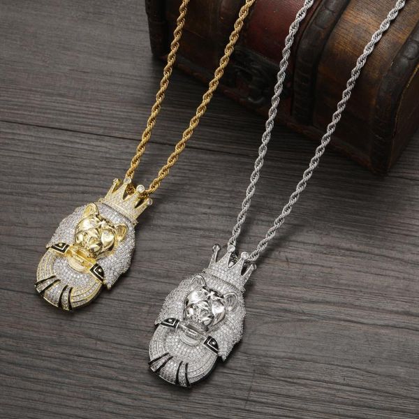 pendant necklaces hip hop claw setting + cz stone bling iced out crown lion pendants for men rapper jewelry gift drop, Silver
pendant necklaces hip hop claw setting + cz stone bling iced out crown lion pendants for men rapper jewelry gift drop, Silver