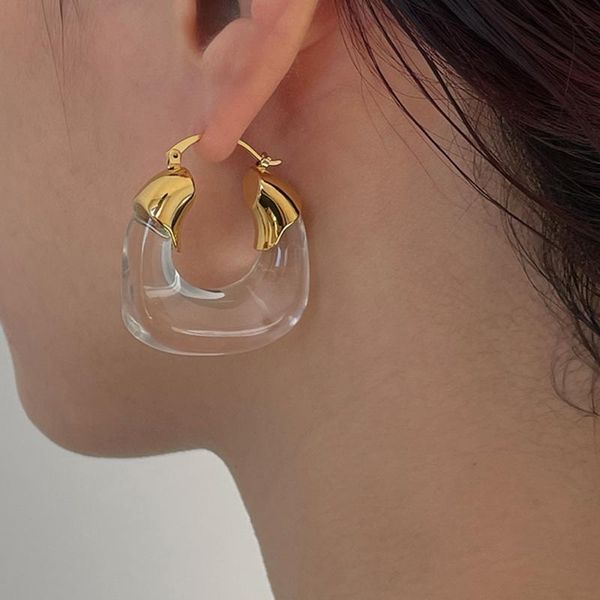 hoop & huggie 2021 style trendy light luxury design sense transparent acrylic ear buckle girl cold wind u-shaped creative splicing earring, Golden;silver
hoop & huggie 2021 style trendy light luxury design sense transparent acrylic ear buckle girl cold wind u-shaped creative splicing earring, Golden;silver
