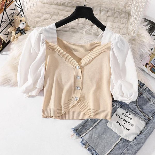 women's knits & tees short v-neck knitted cardigan tide 2021 summer and autumn slim design sense half-sleeved bottoming girl top, White
women's knits & tees short v-neck knitted cardigan tide 2021 summer and autumn slim design sense half-sleeved bottoming girl top, White