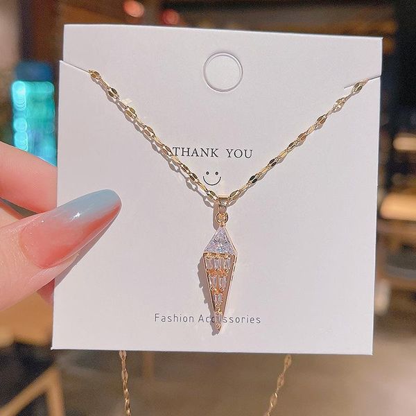 chains rhombic with zircon pendant titaniumsteel necklace for women elegant dangle geometry charm collarbone chain fashion jewelry gift, Silver
chains rhombic with zircon pendant titaniumsteel necklace for women elegant dangle geometry charm collarbone chain fashion jewelry gift, Silver