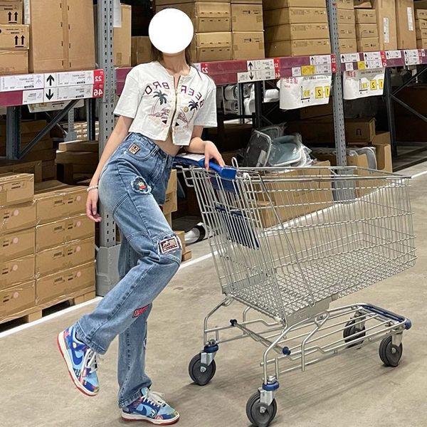 women's jeans y2k woman high waist denim gothic pants appliques hip hop vintage wide leg cute loose streetwear straight, Blue
women's jeans y2k woman high waist denim gothic pants appliques hip hop vintage wide leg cute loose streetwear straight, Blue