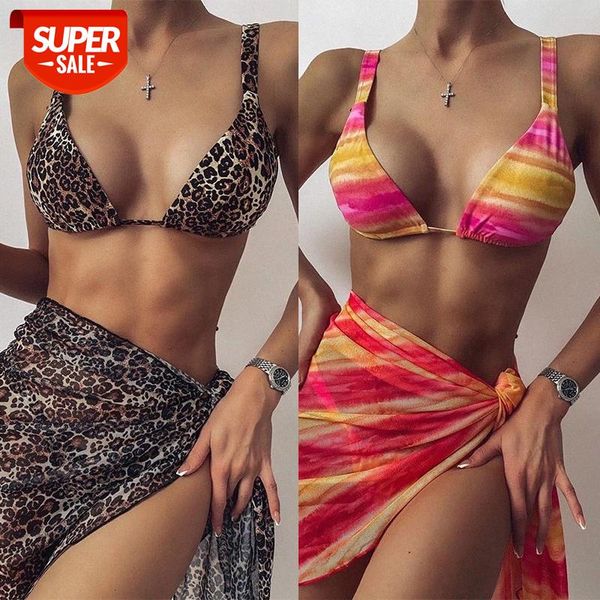 bathing suits leopard print halter triangle set bikini swimsuit ladies #692i, White;black