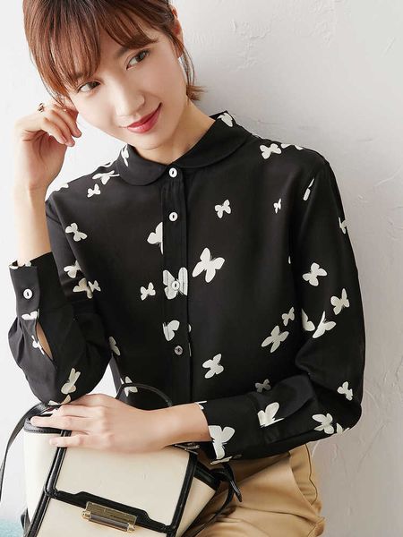 women's blouses & shirts silk shirt butterfly printed loose , black long female sleeve p7q7, White
women's blouses & shirts silk shirt butterfly printed loose , black long female sleeve p7q7, White